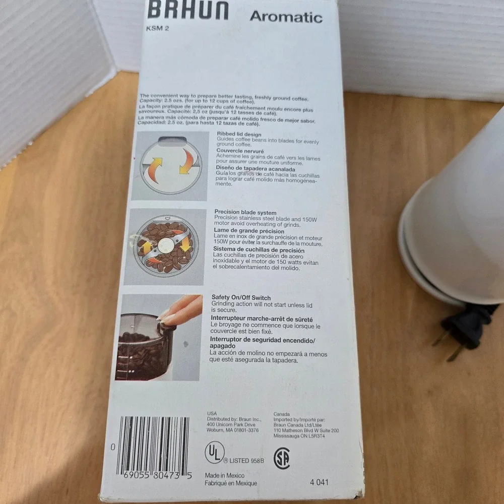 Braun Aromatic Coffee Grinder Unisex OS White Excellent KSM 2 150W Blade Grinder